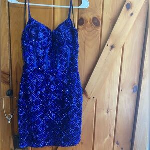Elegant Blue Sequin Dress